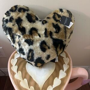 Magaschoni Valentines Day Leopard Print Heart Shaped Throw Pillow